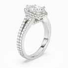 Pear Split Shank Halo in 18K White Gold angled