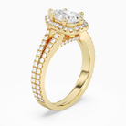 Pear Split Shank Halo in 18K Yellow Gold angled