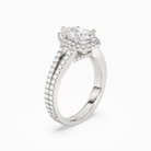 Pear Split Shank Halo in Platinum angled