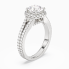 Round Split Shank Halo in 18K White Gold angled