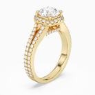 Round Split Shank Halo in 18K Yellow Gold angled