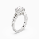 Round Split Shank Halo in Platinum angled