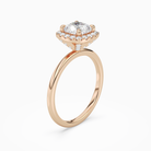Cushion Scalloped Halo Baseline in 14K Rose Gold angled