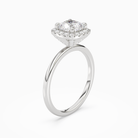 Cushion Scalloped Halo Baseline in 14K White Gold angled
