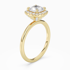 Cushion Scalloped Halo Baseline in 18K Yellow Gold angled