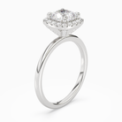 Cushion Scalloped Halo Baseline in Platinum angled