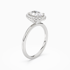 Oval Scalloped Halo Baseline in 14K White Gold angled