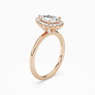 Pear Scalloped Halo Baseline in 14K Rose Gold angled