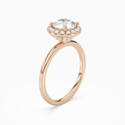 Round Scalloped Halo Baseline in 14K Rose Gold angled