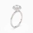 Round Scalloped Halo Baseline in 14K White Gold angled