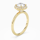 Round Scalloped Halo Baseline in 14K Yellow Gold angled