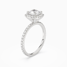 Cushion Scalloped Halo Pavé in Platinum angled