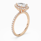 Pear Scalloped Halo Pavé in 14K Rose Gold angled