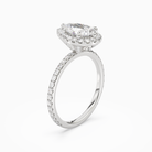 Pear Scalloped Halo Pavé in 18K White Gold angled
