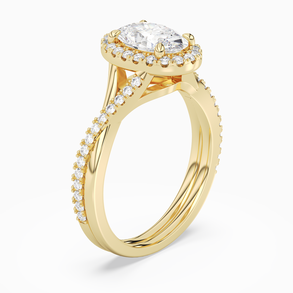 Oval Twisted Halo in 14K Yellow Gold angled