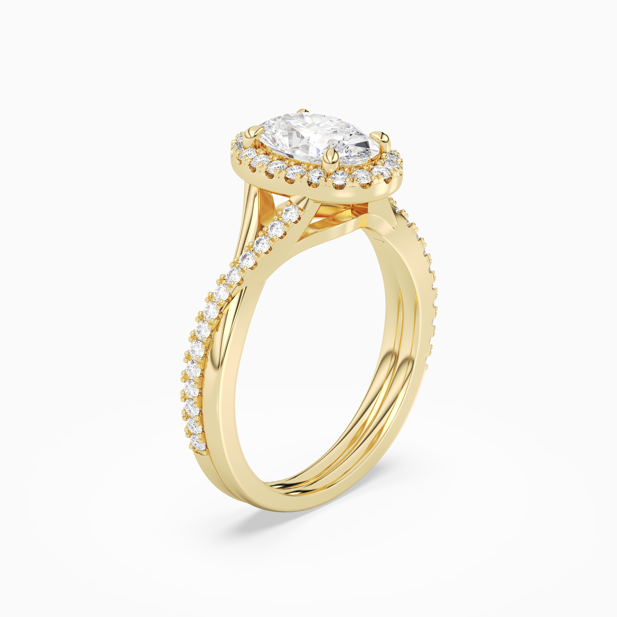 Oval Twisted Halo in 18K Yellow Gold angled