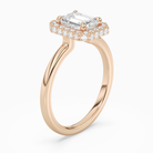 Emerald Compact Halo in 14K Rose Gold angled