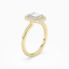 Emerald Compact Halo in 14K Yellow Gold angled