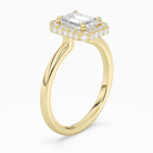 Emerald Compact Halo in 18K Yellow Gold angled