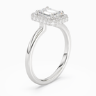 Emerald Compact Halo in Platinum angled