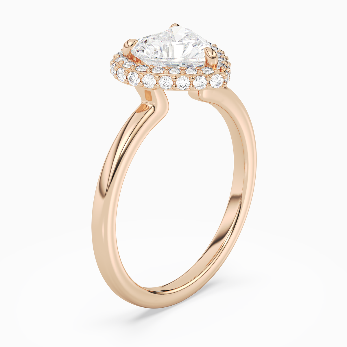 Heart Compact Halo in 14K Rose Gold angled