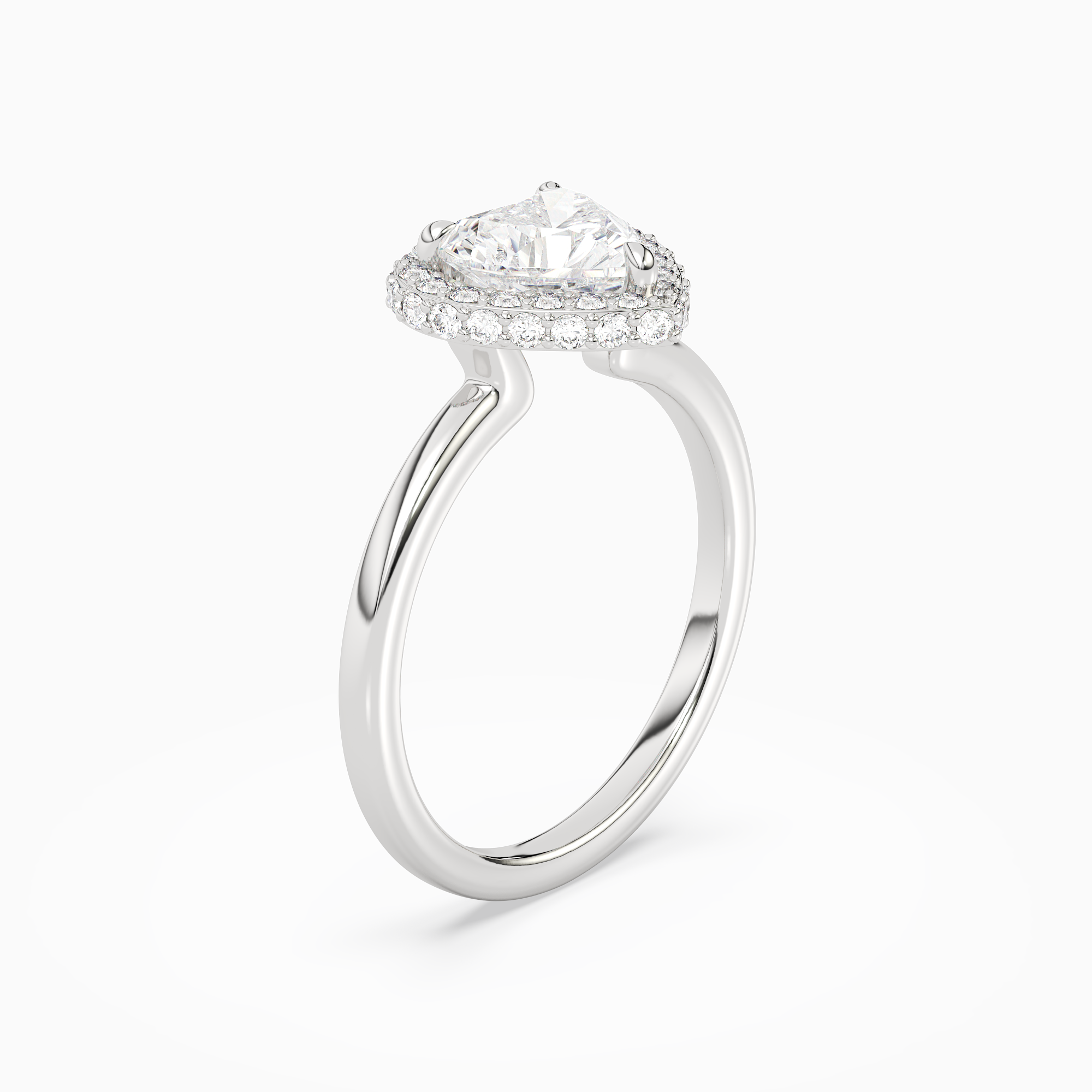 Heart Compact Halo in 14K White Gold angled