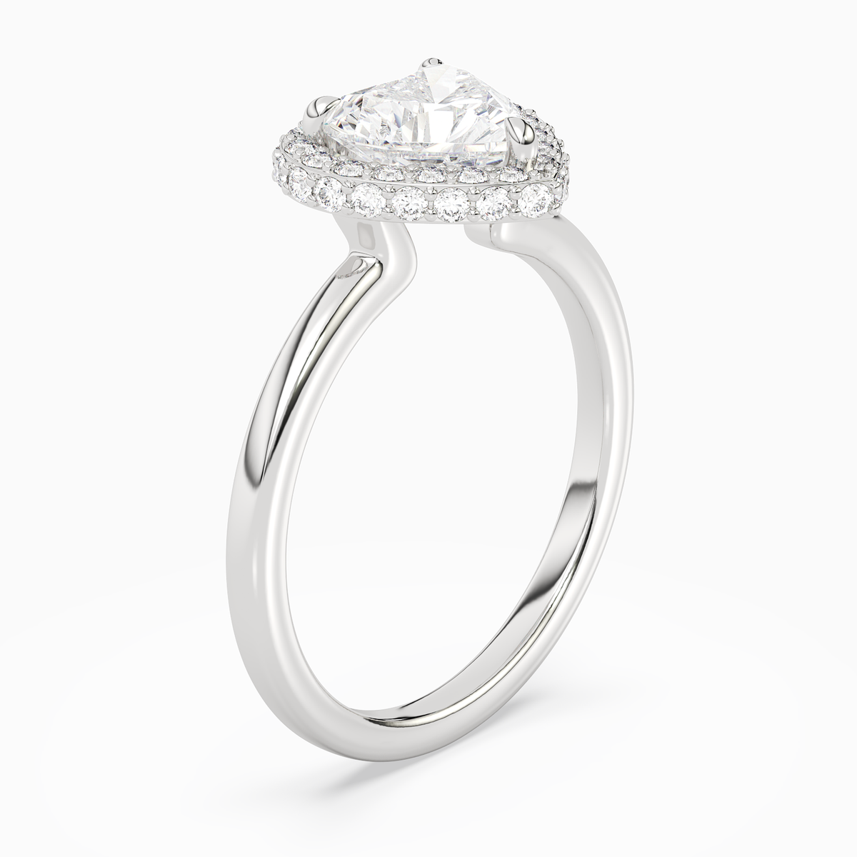 Heart Compact Halo in 14K White Gold angled