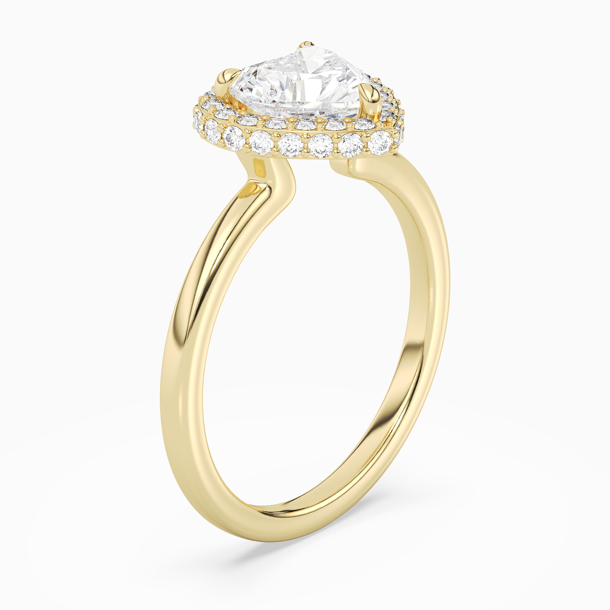 Heart Compact Halo in 18K Yellow Gold angled