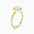 Round Compact Halo in 14K Yellow Gold angled