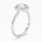 Round Compact Halo in 18K White Gold angled