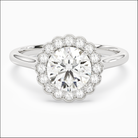 Round Floral Halo in 14K White Gold angled