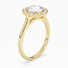 Round Floral Halo in 18K Yellow Gold angled