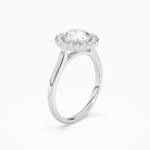 Round Floral Halo in Platinum angled