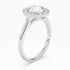 Round Floral Halo in Platinum angled