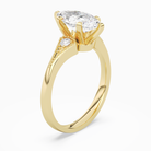 Marquise Milgrain Shoulder Side Stone Ring in 18K Yellow Gold angled