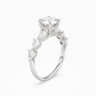 Round Crescent Pear Side Stone in Platinum angled