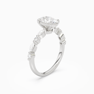 Oval Mixed-Shaped Shoulder Accent Ring in 18K White Gold angled
