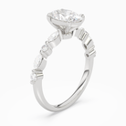 Oval Mixed-Shaped Shoulder Accent Ring in 18K White Gold angled