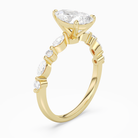 Pear Mixed-Shaped Shoulder Accent Ring in 14K Yellow Gold angled