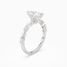 Pear Mixed-Shaped Shoulder Accent Ring in 18K White Gold angled