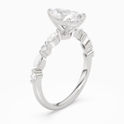 Pear Mixed-Shaped Shoulder Accent Ring in 18K White Gold angled