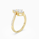 Oval Tiara Accent Side Stone in 18K Yellow Gold angled