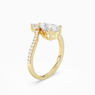 Pear Tiara Accent Side Stone in 14K Yellow Gold angled