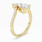 Pear Tiara Accent Side Stone in 18K Yellow Gold angled