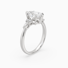 Pear Composite Floral Side Stone in 14K White Gold angled