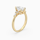 Pear Composite Floral Side Stone in 14K Yellow Gold angled