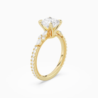 Cushion Celestia Side Stone in 18K Yellow Gold angled