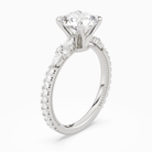 Round Celestia Side Stone in 18K White Gold angled