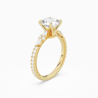 Round Celestia Side Stone in 18K Yellow Gold angled