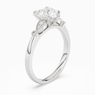 Heart Pear Scroll Side Stone in 18K White Gold angled
